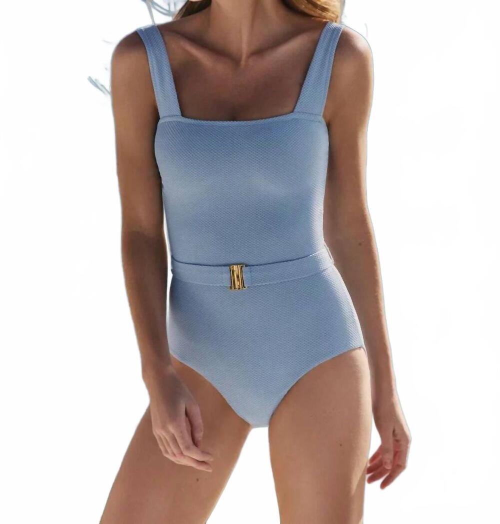 NEW HERMOZA belted marisa one-piece swimsuit in powder blue